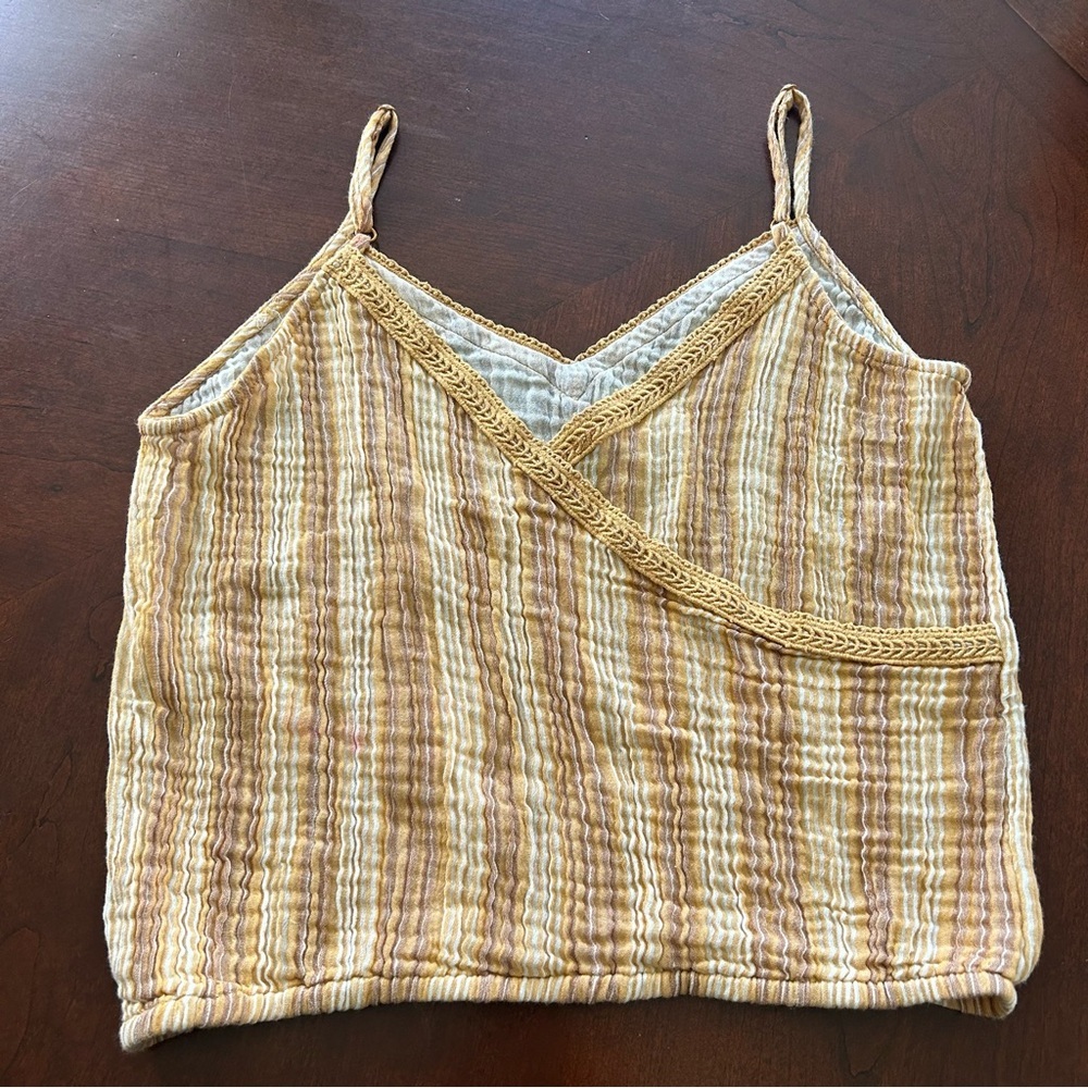 Aerie | 100% Cotton Striped Orange Sleeveless Top - Picture 2 of 5